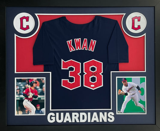 Steven Kwan Signed Autographed Cleveland Guardians Jersey Custom Framed JSA COA