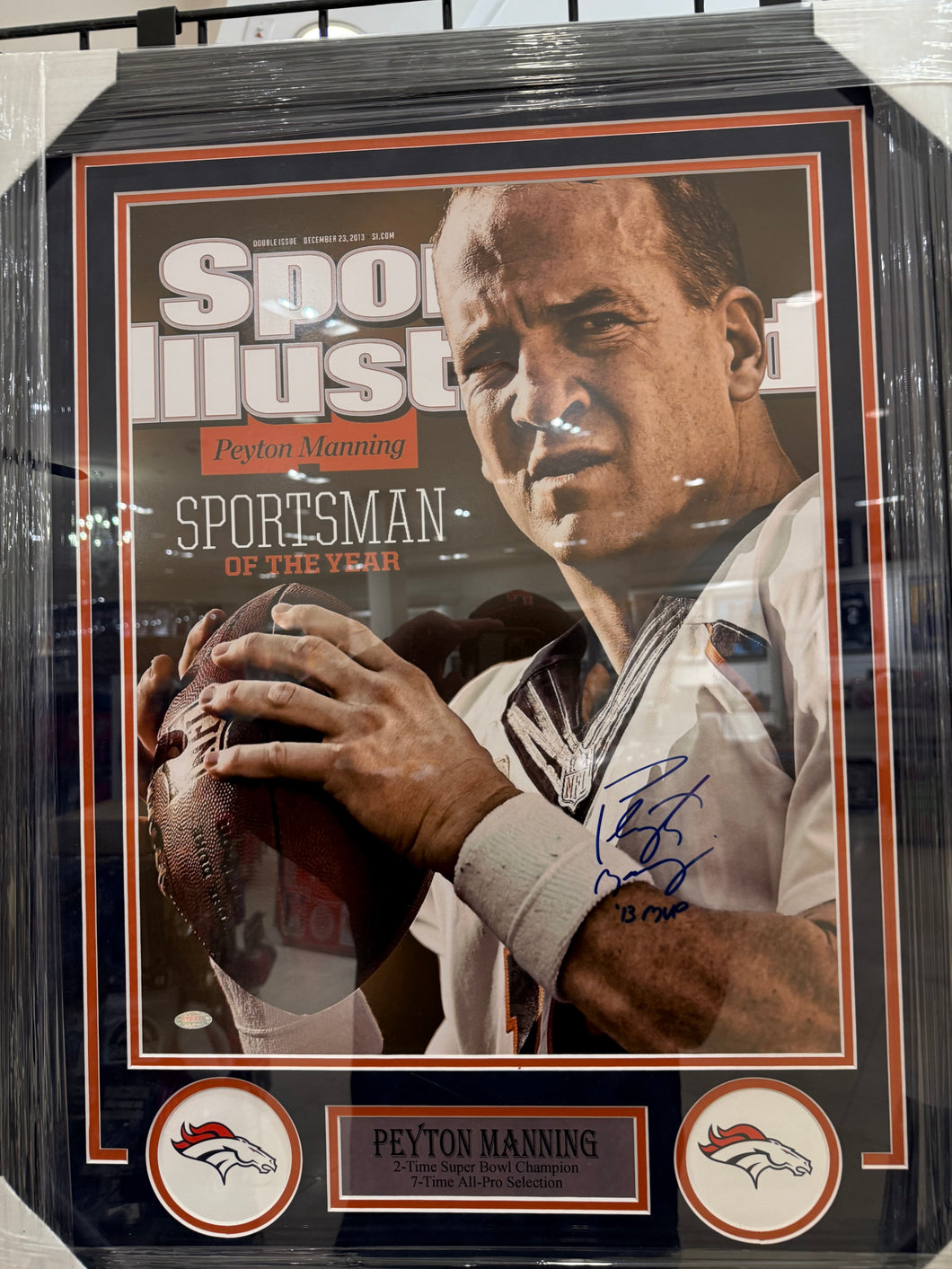 Denver Broncos Peyton Manning Signed Autographed 16x20 Photo Custom Framed JSA COA
