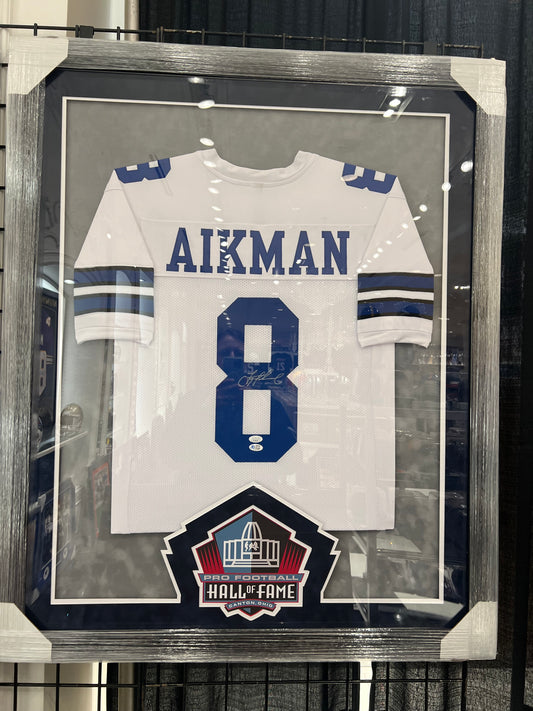 Troy Aikman Pro Football Hall Of Fame EXCLUSIVE CUSTOM FRAMED JERSEY JSA COA