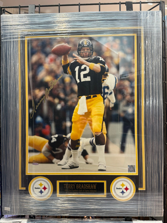 Pittsburgh Steelers Terry Bradshaw Signed Autographed 16x20 Photo Custom Framed COA