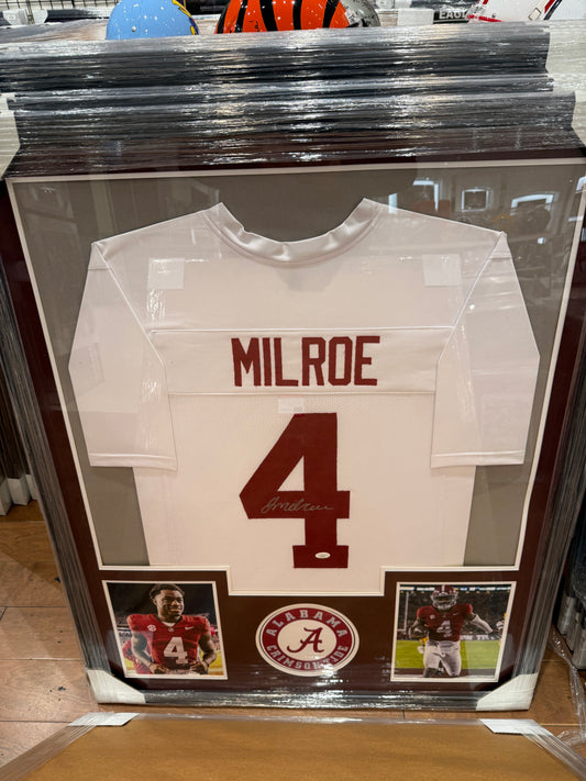 The Alabama Crimson Tide Jalen Milroe Signed Autographed Jersey Custom Framed COA