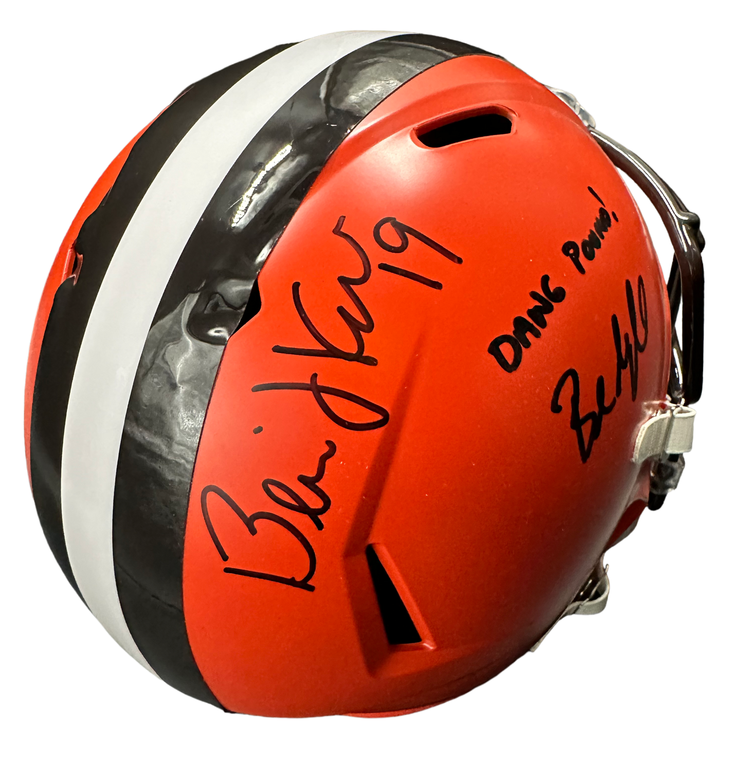 Cleveland Browns Bernie Kosar / Baker Mayfield Hand Signed Autographed Full Size Helmet “Dawg Pound” Inscription with JSA COA