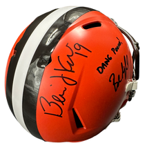 Load image into Gallery viewer, Cleveland Browns Bernie Kosar / Baker Mayfield Hand Signed Autographed Full Size Helmet “Dawg Pound” Inscription JSA COA