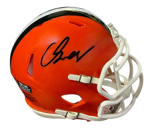 Carson Schwesinger Signed Autographed Cleveland Browns Current Style Orange Mini Helmet Signed in Black includes COA