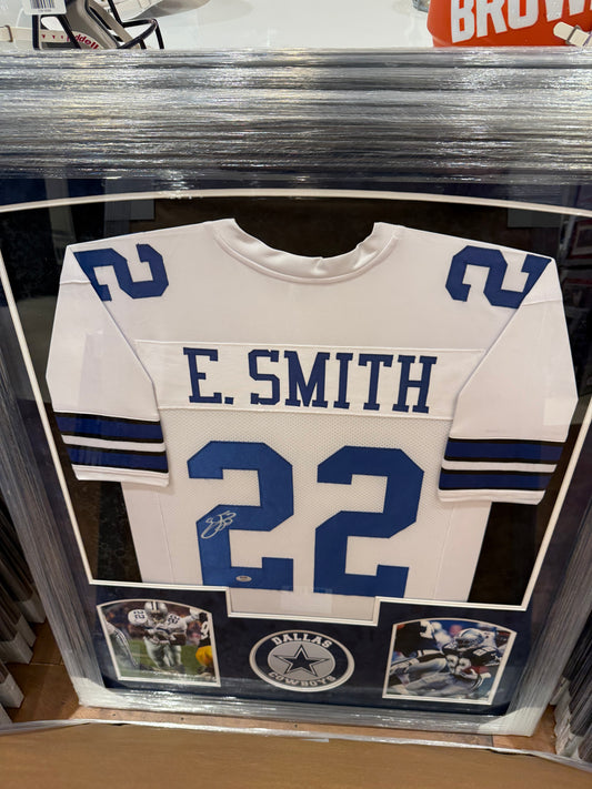 Dallas Cowboys Emmitt Smith Signed Autographed Jersey Custom Framed COA