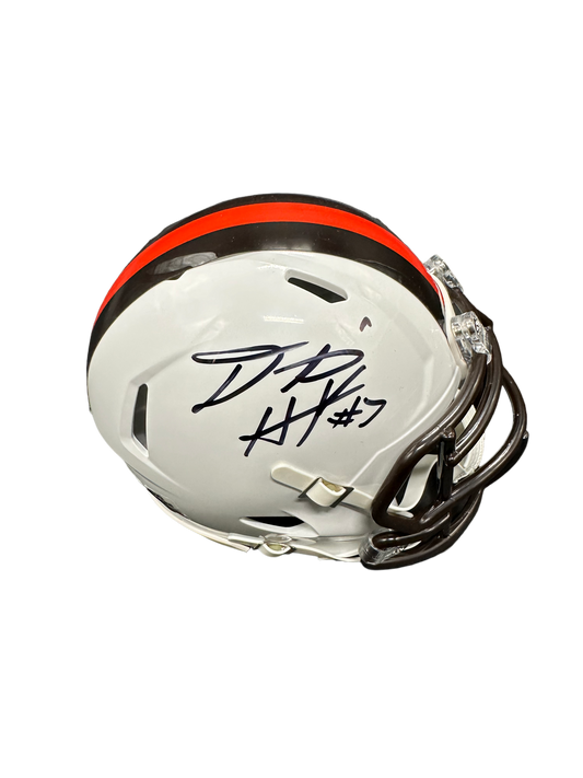 Cleveland Browns Dustin Hopkins Hand Signed Autographed 2023 Alternate White Mini Helmet with JSA COA