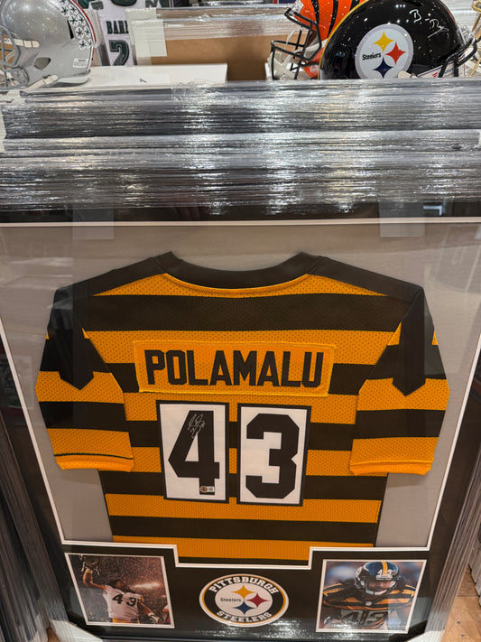 Pittsburgh Steelers Troy Polamalu Signed Autographed Jersey Custom Framed COA