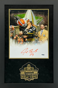 Joe Thomas - EXCLUSIVE PRO FOOTBALL HALL OF FAME PHOTO FRAMING 3D LOGO WITH DOUBLE SUEDE