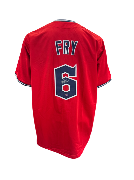 David Fry Signed Autographed Cleveland Guardians Custom Red Jersey PROVA COA
