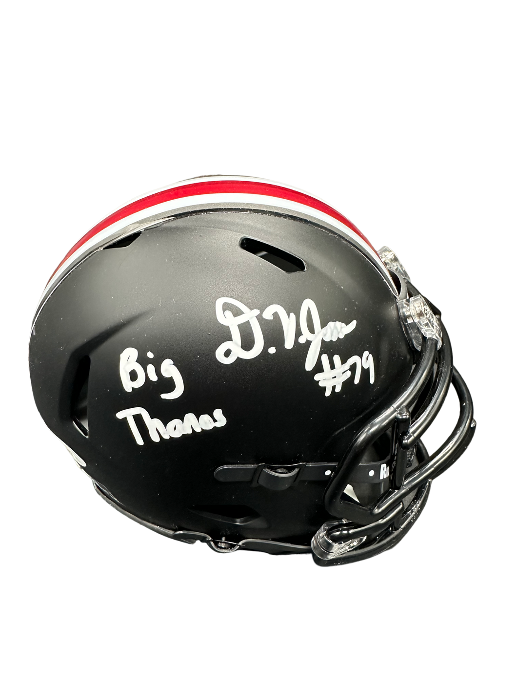 Ohio State Buckeyes Dawand Jones Hand Signed Autographed Alternate Black Mini Helmet “Big Thanos” JSA COA