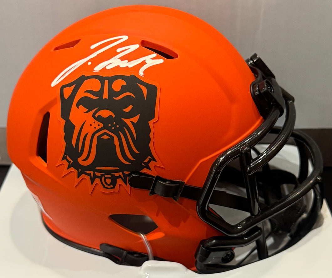 Cleveland Browns Jerry Jeudy Hand Signed Autographed Rave Collection Mini Helmet with Beckett Witness COA