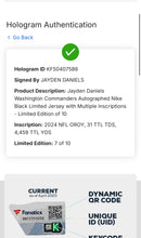 Load image into Gallery viewer, Jayden Daniels Washington Commanders Autographed Nike Black Game Jersey /10