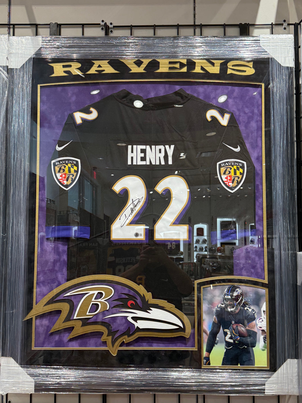 Baltimore Ravens Derrick Henry Signed Autographed Custom Jersey Custom Framed BAS COA