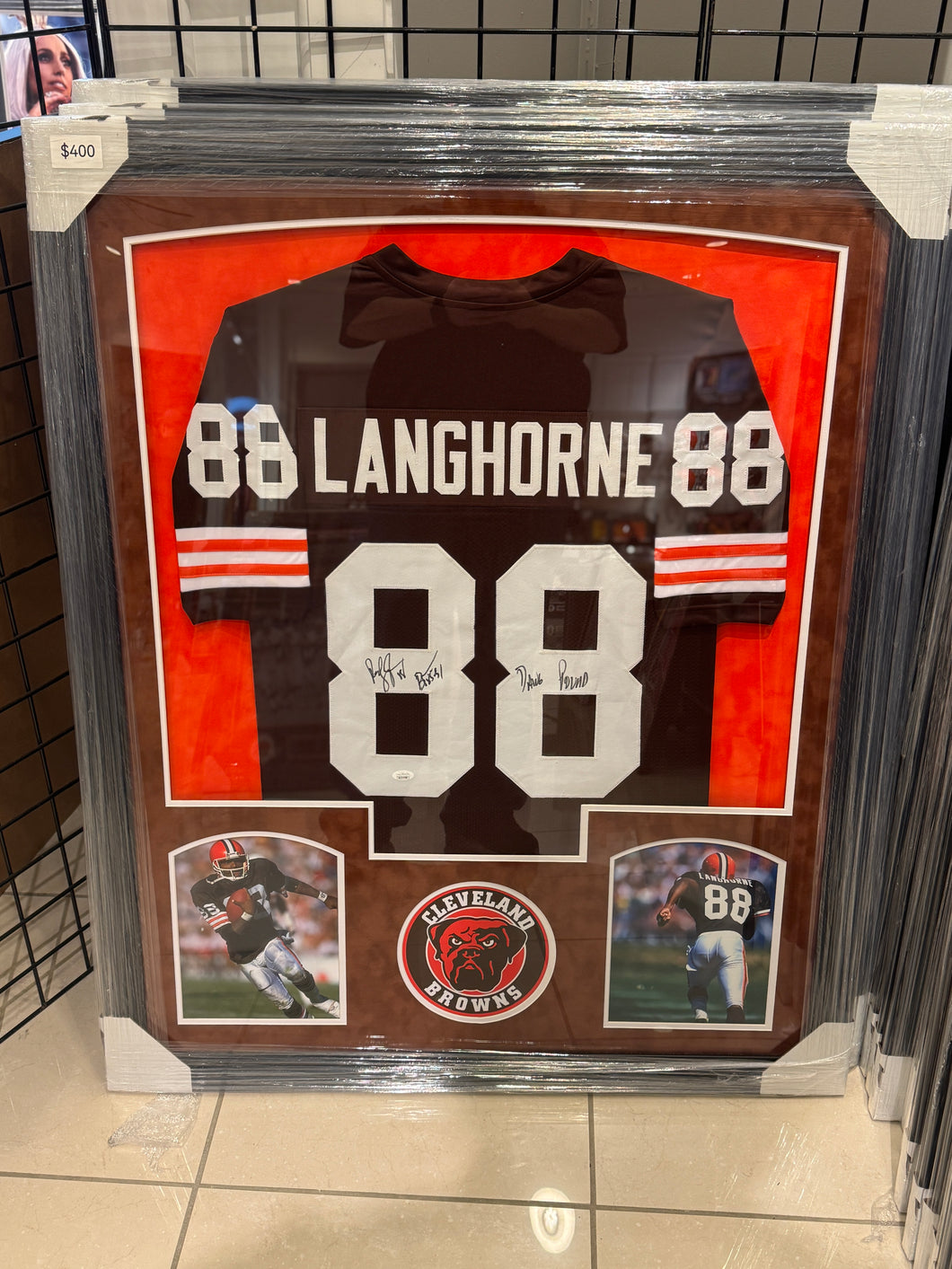 Cleveland Browns Reggie Langhorn Hand Signed Autographed Jersey Custom Framed