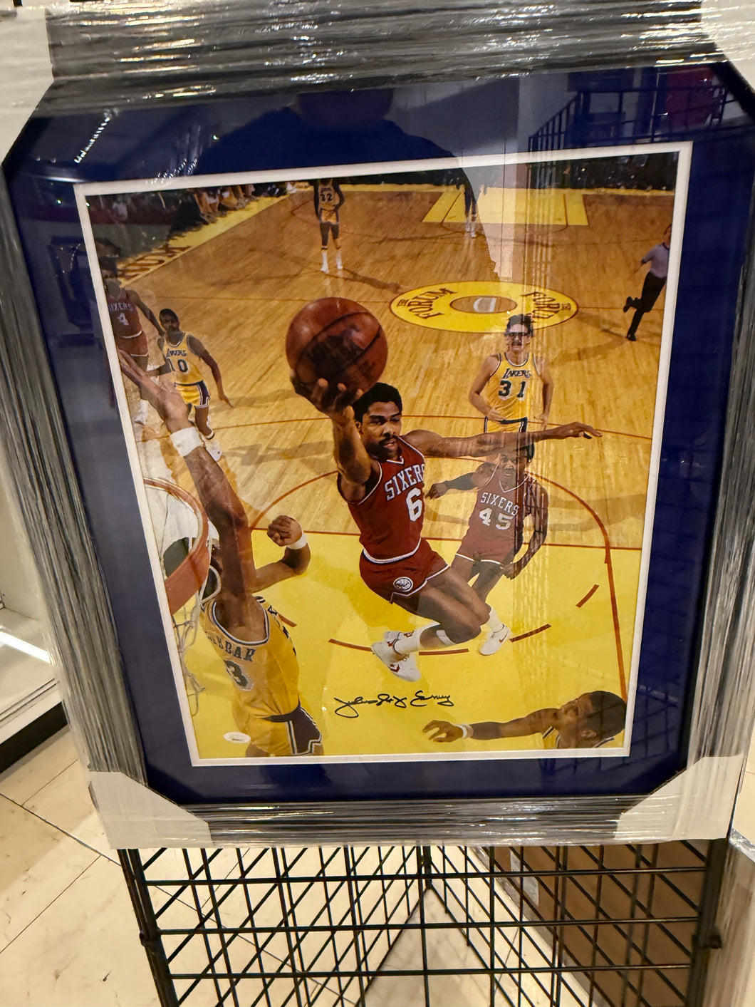 Philadelphia 76ers Julius Erving Signed Autographed 16x20 Photo Custom Framed JSA COA