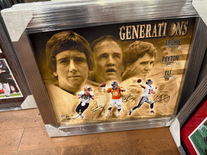 Peyton Eli Archie Manning Triple Signed Signed Autographed 16x20 Canvas Custom Framed JSA COA