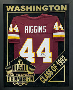 John Riggins - EXCLUSIVE PRO FOOTBALL HALL OF FAME FRAMING XL 3D LOGO WITH DOUBLE SUEDE JSA Coa