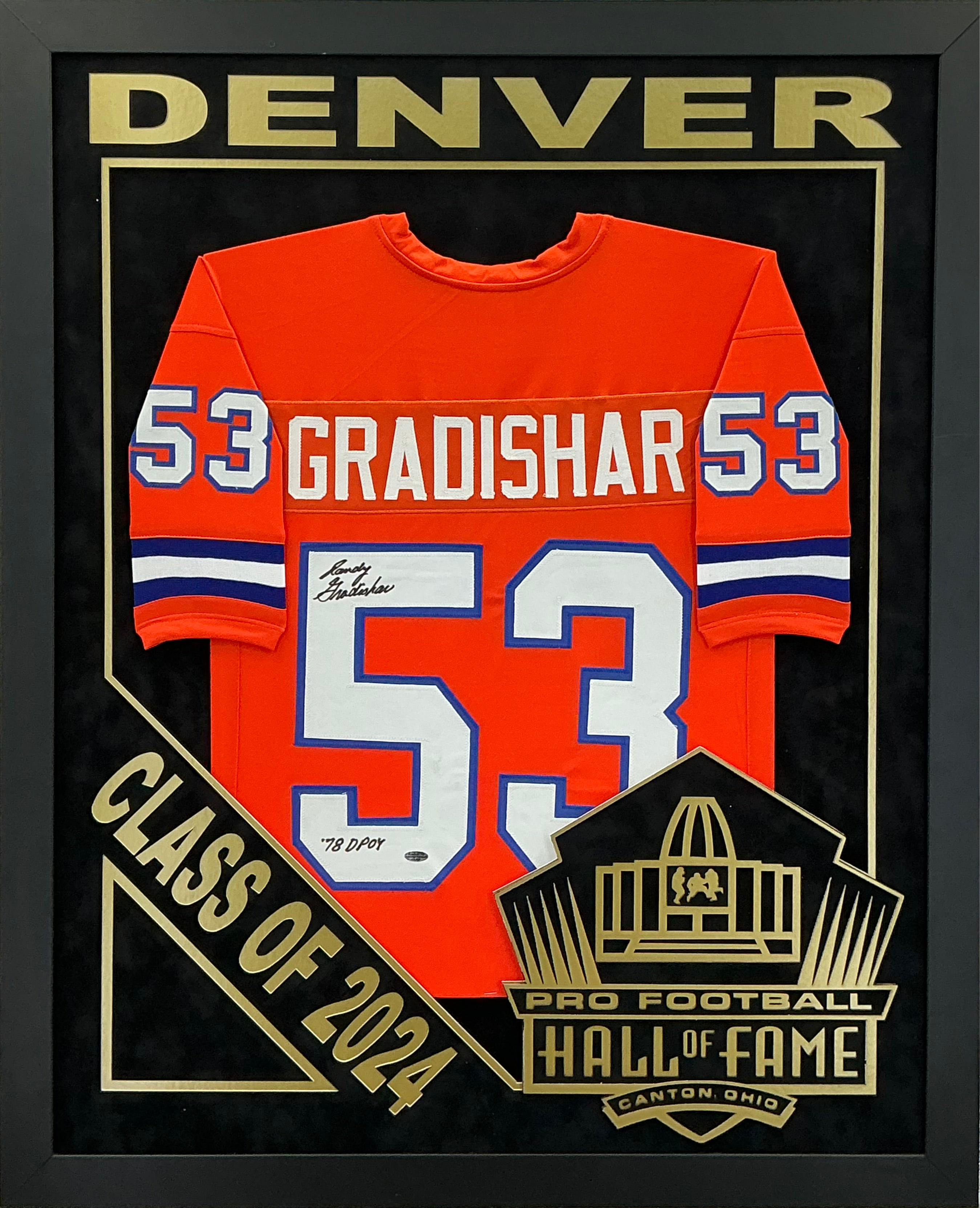 Randy Gradishar - EXCLUSIVE PRO FOOTBALL HALL OF FAME FRAMING XL 3D LO ...