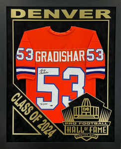 Randy Gradishar - EXCLUSIVE PRO FOOTBALL HALL OF FAME FRAMING XL 3D LOGO WITH DOUBLE SUEDE