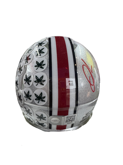 The Ohio State University Buckeyes Quinshon Judkins Hand Signed Autographed 2024 National Championship Mini Helmet Signed in Red includes SWAU COA