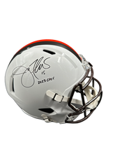 Load image into Gallery viewer, Cleveland Browns Joe Flacco Hand Signed Autographed Full Size Alternate White Replica Helmet “2023 Come Back Player Of The Year” JSA COA