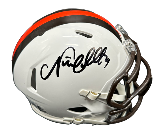 Cleveland Browns Nick Chubb Hand Signed Autographed Alternate White Mini Helmet with Beckett COA