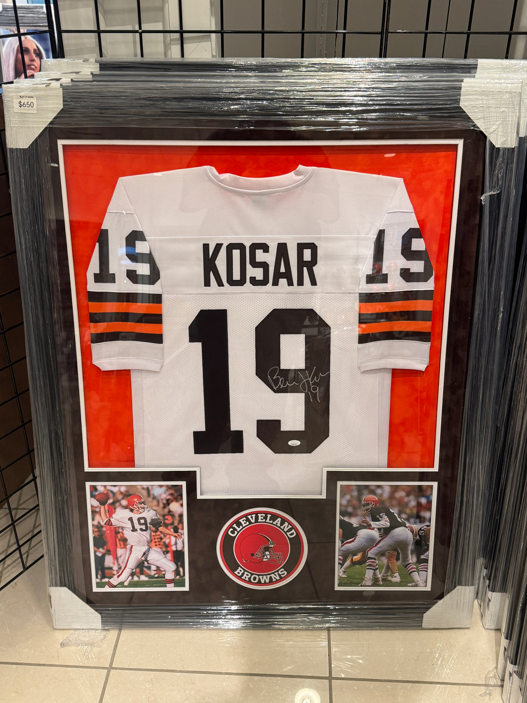 Cleveland Browns Bernie Kosar Hand Signed Autographed Jersey Custom Framed