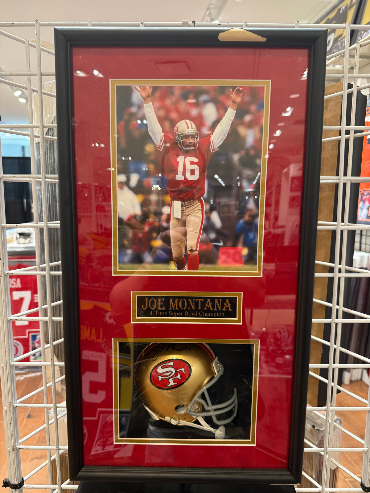 San Francisco 49ers Joe Montana Signed Autographed Mini Helmet Custom Framed COA