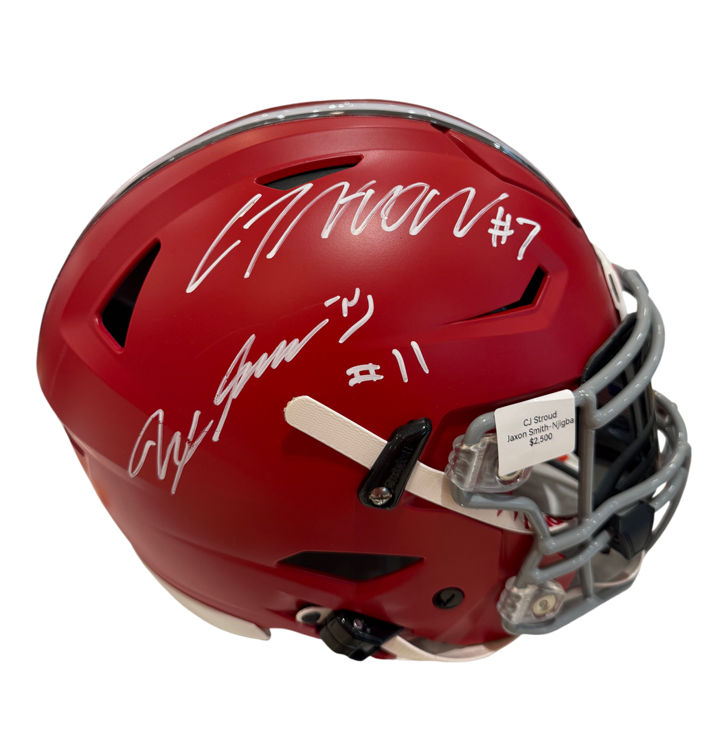 CJ Stroud, Jaxon Smith Njigba Signed Autographed Ohio State Buckeyes Authentic Speed Flex with Visor Beckett COA