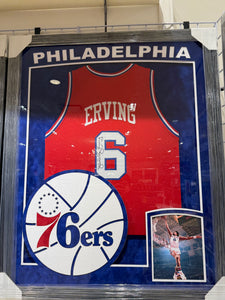 Philadelphia 76ers Julius Erving Signed Autographed Jersey Custom Framed JSA COA