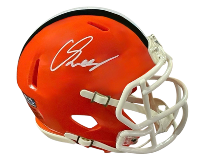 Carson Schwesinger Signed Autographed Cleveland Browns Current Style Orange Mini Helmet Signed in White includes COA