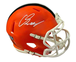 Carson Schwesinger Signed Autographed Cleveland Browns Current Style Orange Mini Helmet Signed in White includes COA