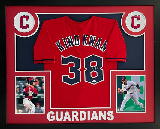 Steven Kwan Signed Autographed Cleveland Guardians Jersey Custom Framed JSA COA