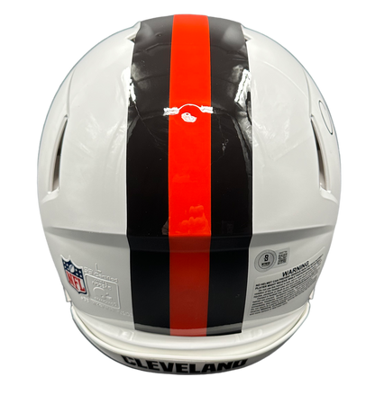 Cleveland Browns Nick Chubb Hand Signed Autographed Full Size Speed Authentic 2023 White Alternate Helmet with Beckett COA
