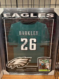 Philadelphia Eagles Saquon Barkley Signed Autographed Custom Jersey Custom Framed BAS COA