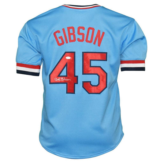 St Louis Cardinals Bob Gipson Hand Signed Autographed Custom Blue Jersey with JSA COA