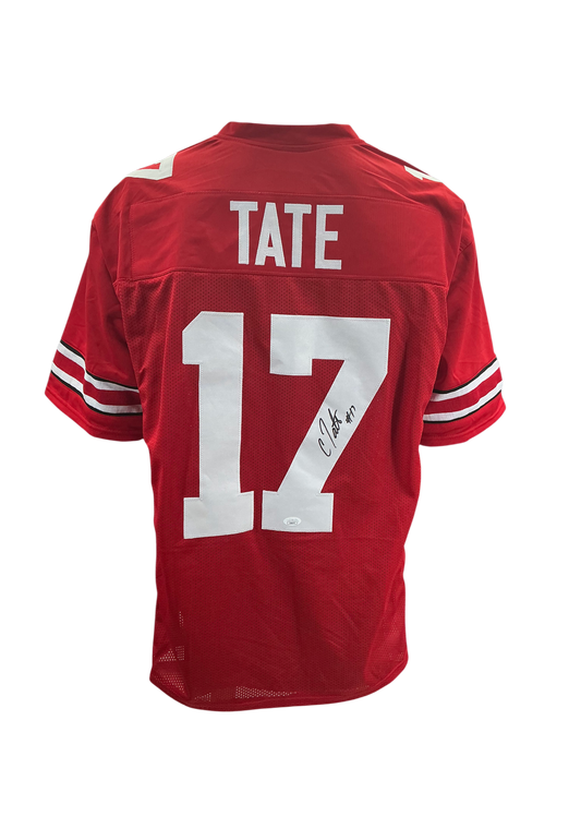 Ohio State Buckeyes Carnell Tate Hand Signed Autographed Custom Red Jersey JSA COA