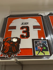 Cleveland Browns Jerry Jeudy Signed Autographed Authentic Jersey Custom Framed COA