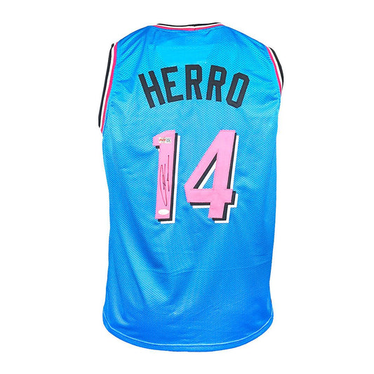 Miami Heat Tyler Herro Hand Signed Autographed Custom Blue Jersey JSA COA