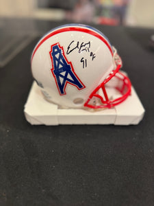 Houston Oilers Earl Campbell Hand Signed Autographed mini helmet COA