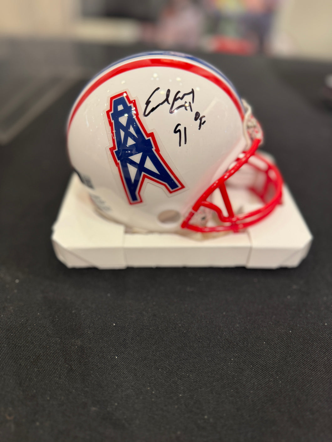 Houston Oilers Earl Campbell Hand Signed Autographed mini helmet COA