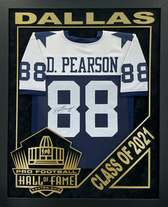 Drew Pearson - EXCLUSIVE PRO FOOTBALL HALL OF FAME FRAMING XL 3D LOGO WITH DOUBLE SUEDE