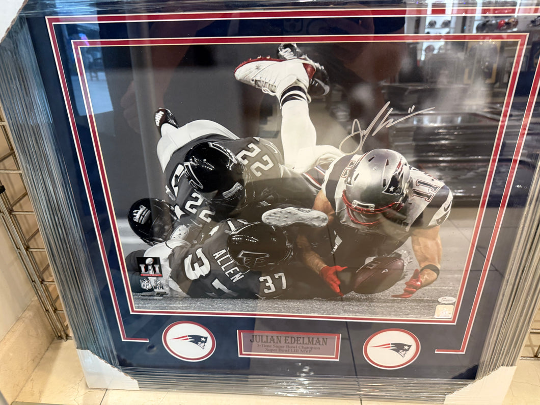 New England Patriots Julian Edelman Signed Autographed 16x20 Photo Custom Framed JSA COA