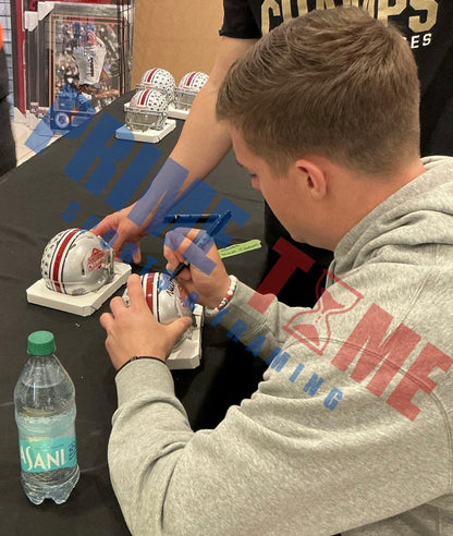 The Ohio State University Buckeyes Will Howard Hand Signed Autographed 2024 National Champions Mini Helmet Signed in Black includes SWAU COA