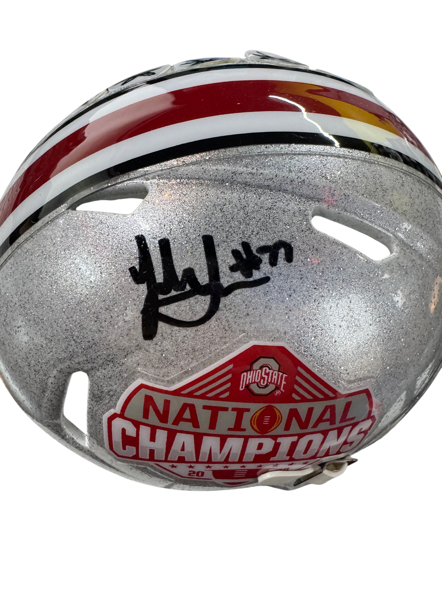 The Ohio State University Buckeyes Jack Sawyer Hand Signed Autographed 2024 National Championship Mini Helmet Signed in Black includes SWAU COA