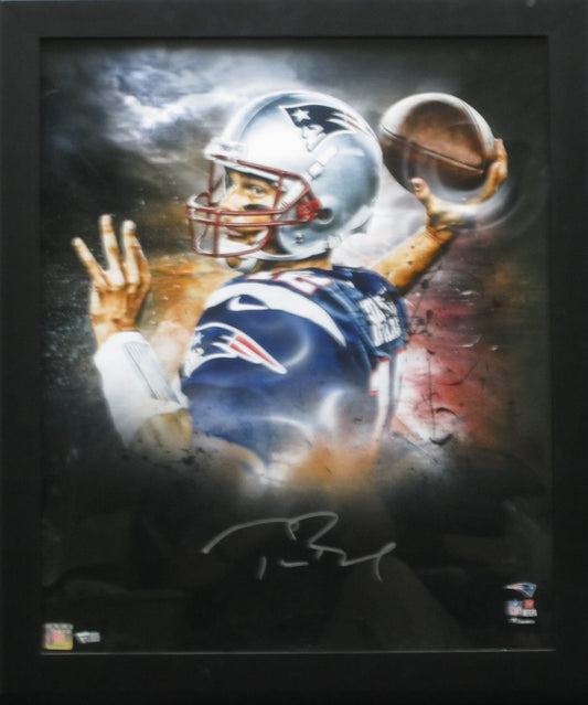 New England Patriots Tom Brady Hand Signed Autographed 11x14 Lithograph Framed & Matted with FANATICS Authentic COA