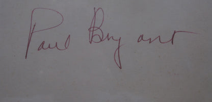 Alabama Crimson Tide Coach Paul "Bear" Bryant Hand Signed Autographed Slabbed Cut with 11x14 Photo Framed & Matted with BECKETT COA