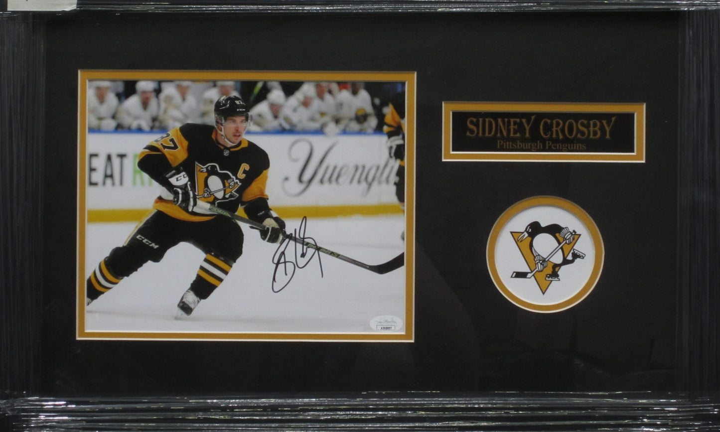 Pittsburgh Penguins Sidney Crosby Hand Signed Autographed 8x10 Photo Framed & Matted with JSA COA