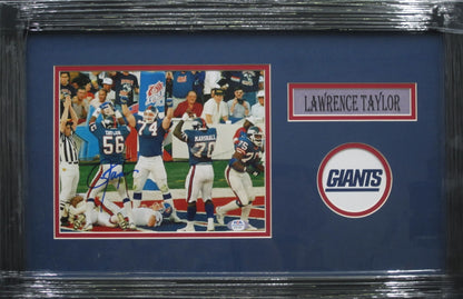 New York Giants Lawrence Taylor Hand Signed Autographed 8x10 Photo Framed & Matted with PSA COA