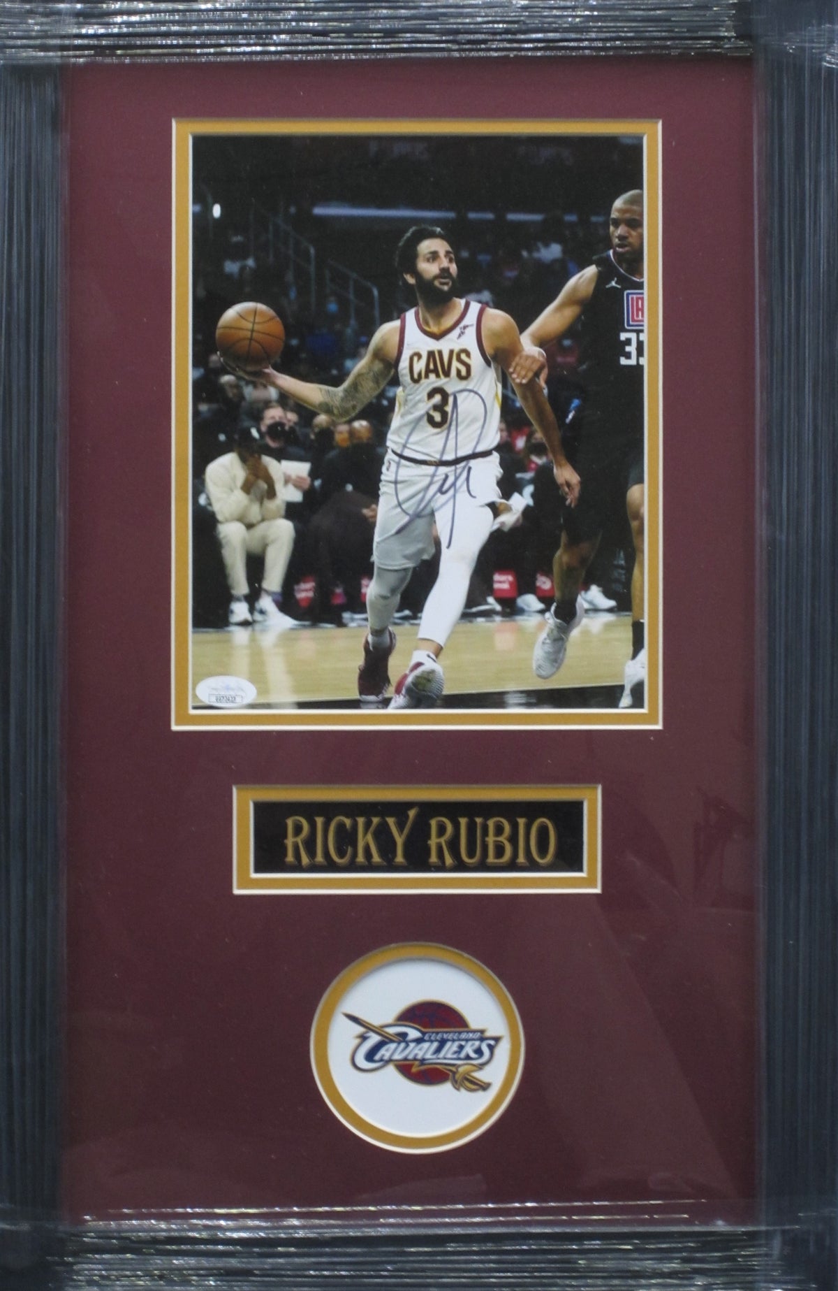 Cleveland Cavaliers Ricky Rubio Hand Signed Autographed 8x10 Photo Custom Framed & Matted with JSA COA